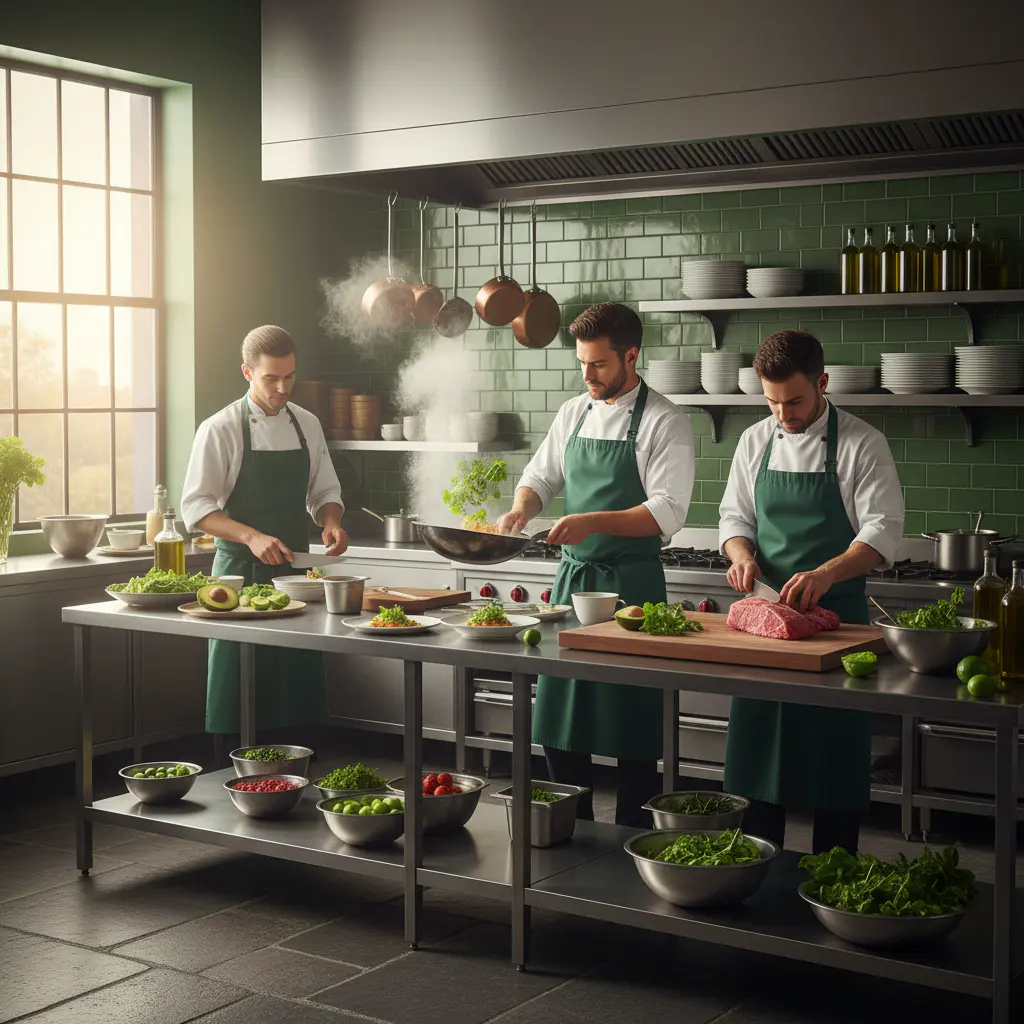Chefs cooking meals